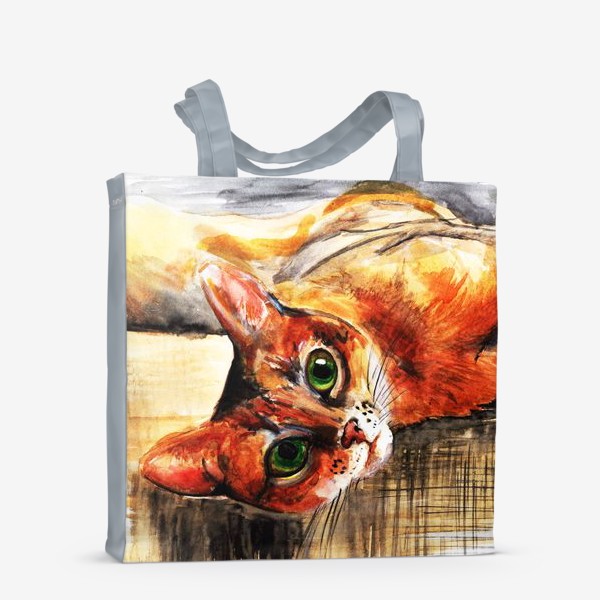 Сумка-шоппер «Рыжая кошка, акварель»