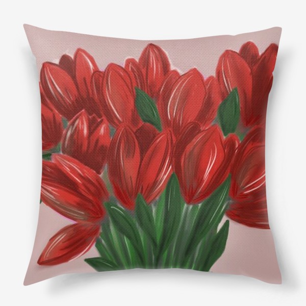 Подушка «Красные тюльпаны»