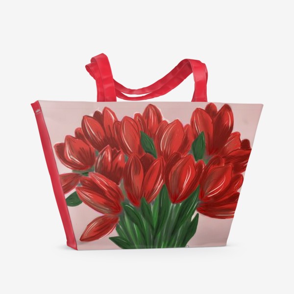 Пляжная сумка «Красные тюльпаны»