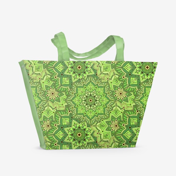 Пляжная сумка «Индийский узор в зеленом цвете»
