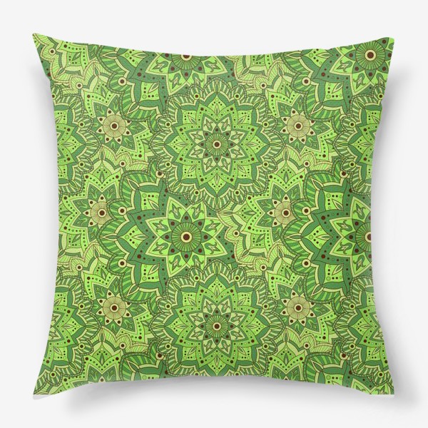 Подушка «Индийский узор в зеленом цвете»