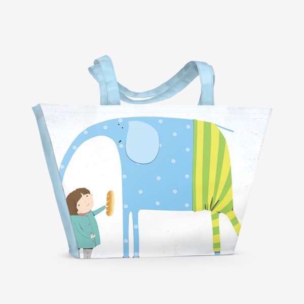Пляжная сумка «слон и мальчик»