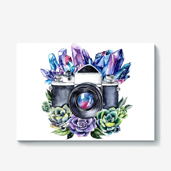 Холст «фотоаппарат и кристаллы»