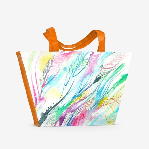 Пляжная сумка «абстрактные акварельные перья»