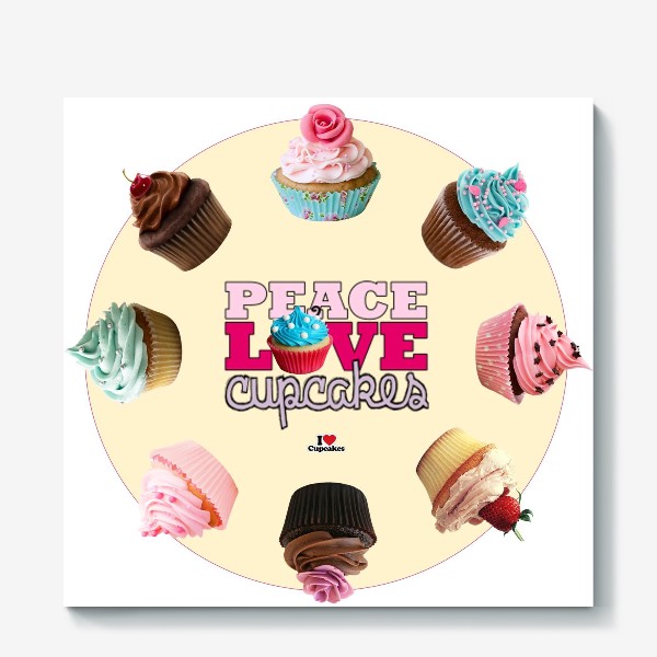 Холст «Love Sweet Cupcake Кекс»