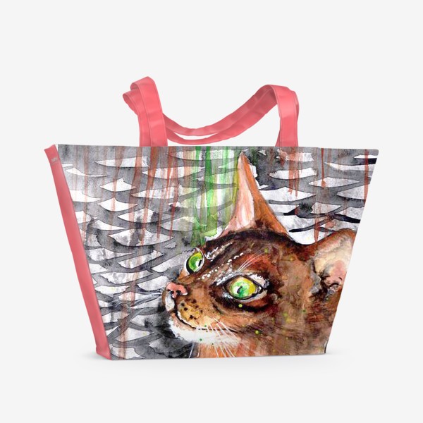 Пляжная сумка «Рыжая кошка мечтает о рыбке»