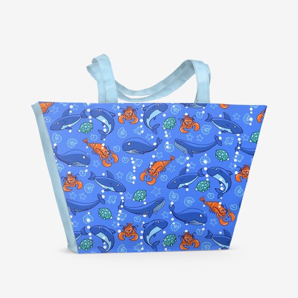 Пляжная сумка «Акулы и киты»
