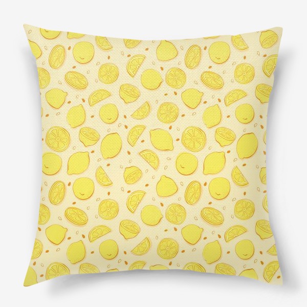 Подушка «Лимоны на желтом фоне»