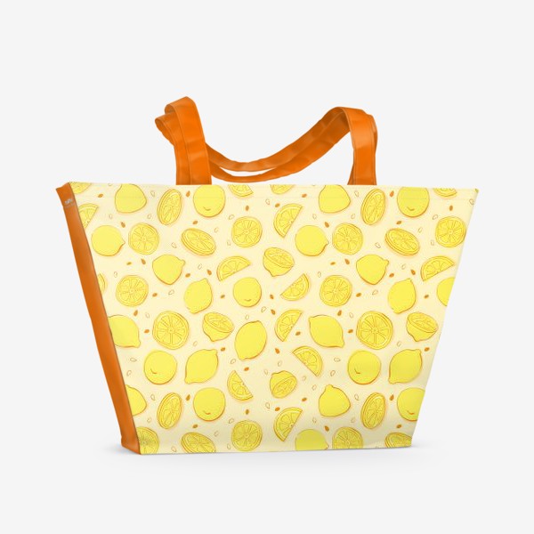 Пляжная сумка «Лимоны на желтом фоне»
