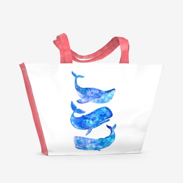 Пляжная сумка «Акварельные киты»
