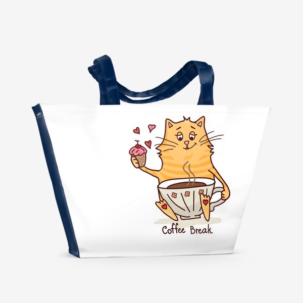 Пляжная сумка «котик-кофеман»