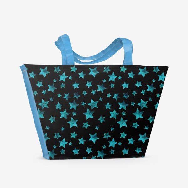 Пляжная сумка «Изумрудные звезды на черном»