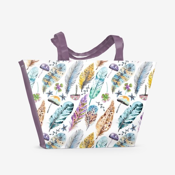 Пляжная сумка «грибы и перья»