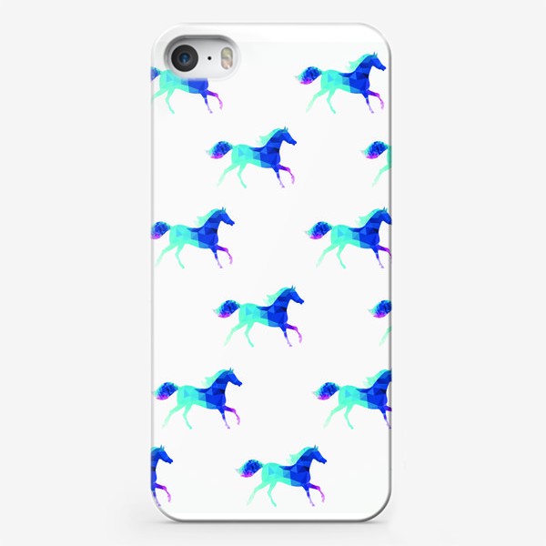 Чехол iPhone «Лошадки синие»