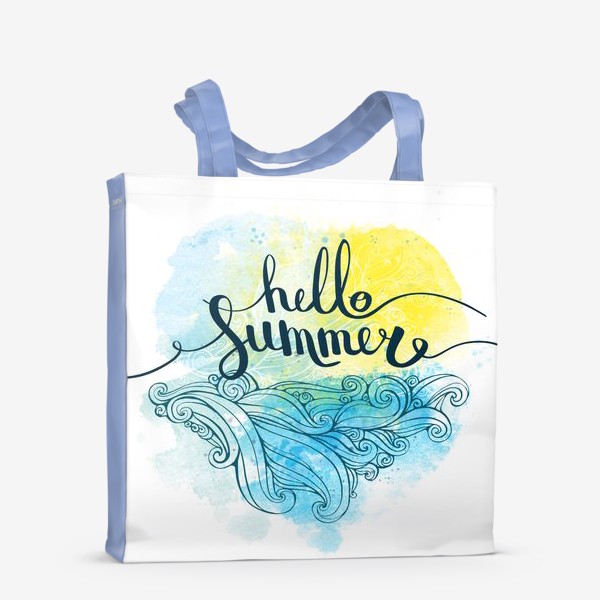 Сумка-шоппер «надпись "Hello summer" на акварельном фоне»
