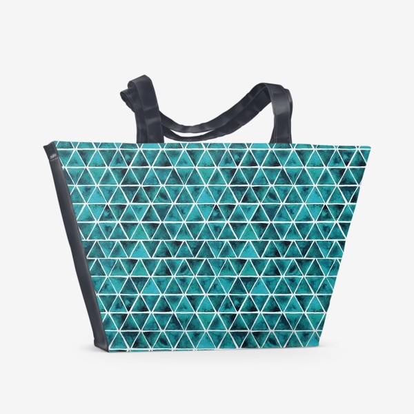 Пляжная сумка «Изумрудные треугольники на белом»