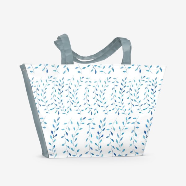 Пляжная сумка «Голубые веточки, паттерн»