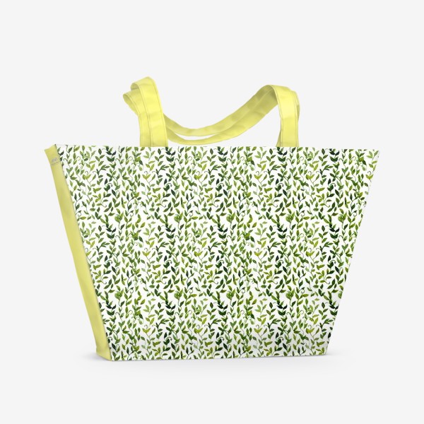 Пляжная сумка &laquo;Зеленый паттерн с листьями&raquo;