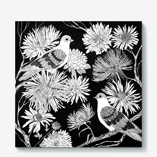 Холст &laquo;Птицы и цветы&raquo;