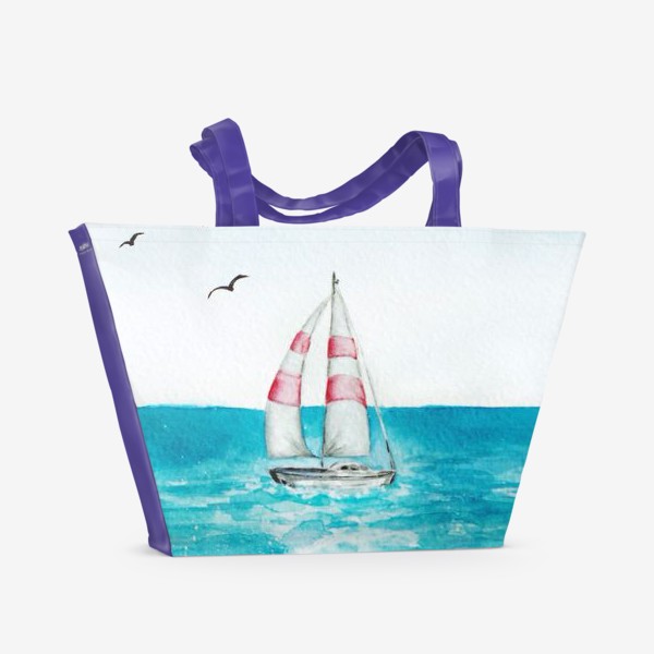 Пляжная сумка «корабль в море»