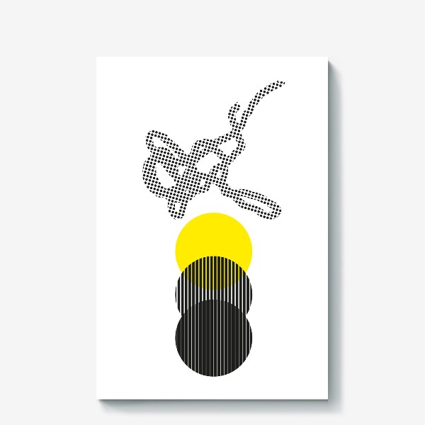 Холст «Абстрактная композиция с желтым кругом»