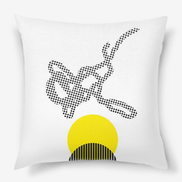 Подушка «Абстрактная композиция с желтым кругом»