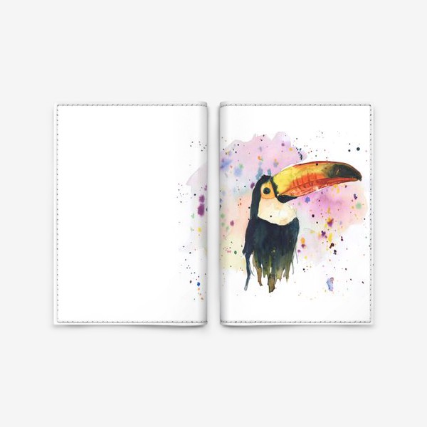 Обложка для паспорта «Тукан. Птица. Акварель.»