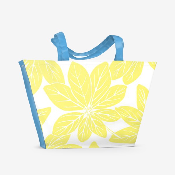 Пляжная сумка «Листья шеффлеры - паттерн (желтый)»