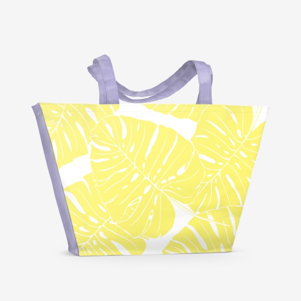 Пляжная сумка «Монстера - паттерн из листьев (желтый)»