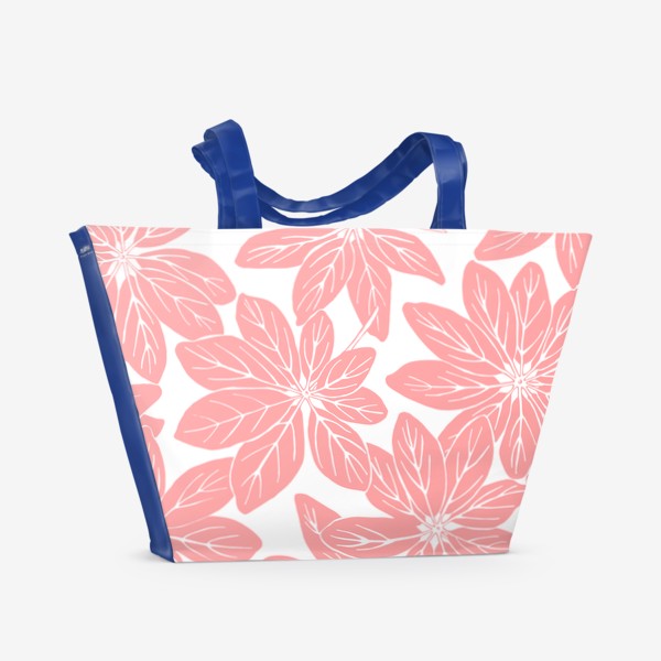 Пляжная сумка «Листья шеффлеры - паттерн (розовый)»