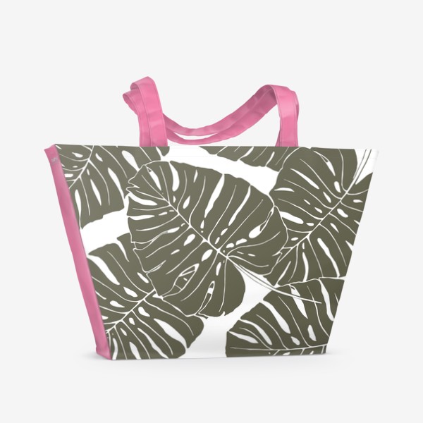Пляжная сумка «Монстера - паттерн из листьев (серый)»