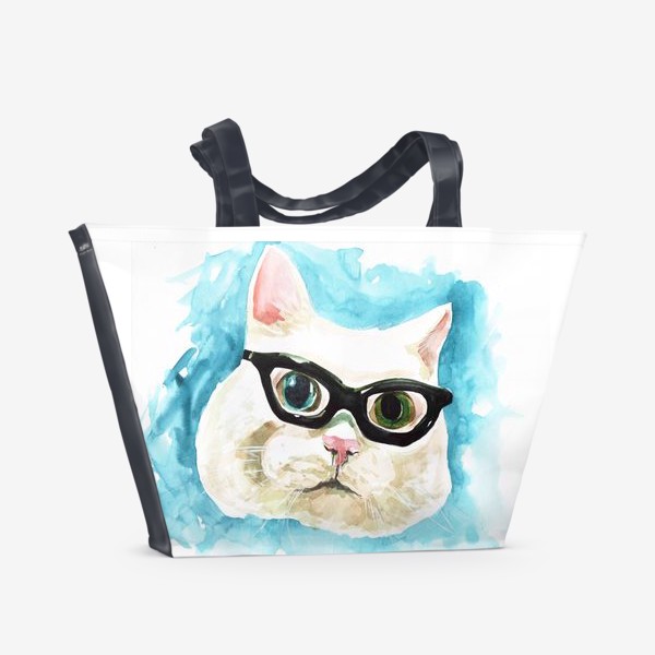 Пляжная сумка «Белый кот профессор»
