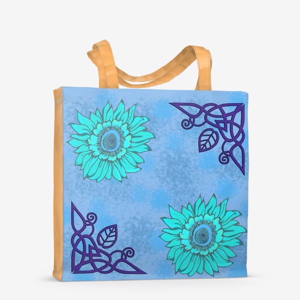 Сумка-шоппер «Панно цветочное кельтские узоры голубое»