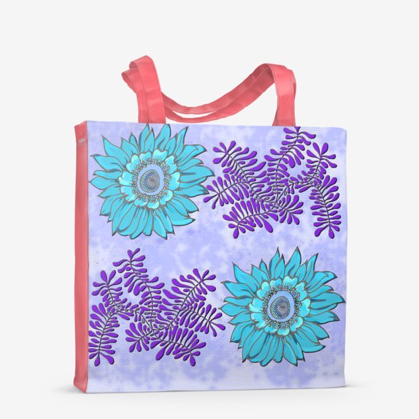 Сумка-шоппер «панно цветочное синее»
