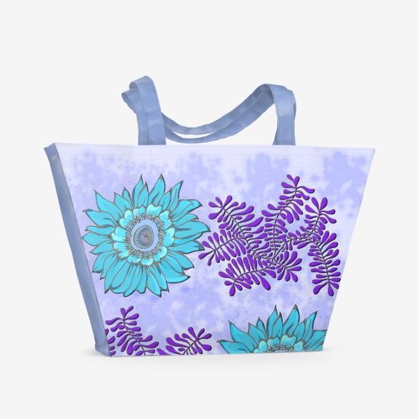 Пляжная сумка &laquo;панно цветочное синее&raquo;