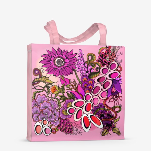 Сумка-шоппер «Дудлинг цветочный розовый»