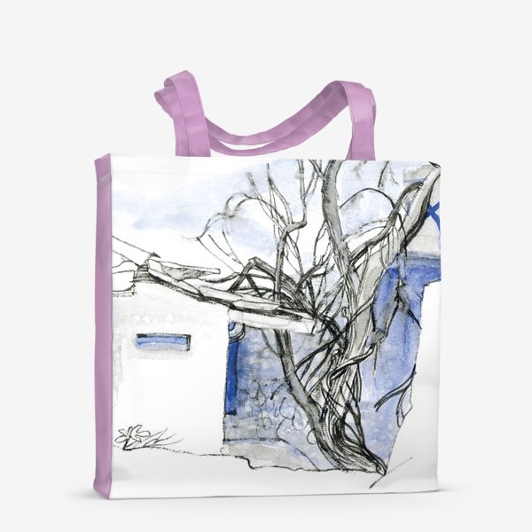 Сумка-шоппер «Пейзаж с деревом и домиком»