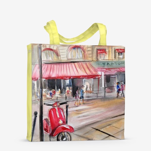 Сумка-шоппер &laquo;Красный мопед на улице Парижа&raquo;