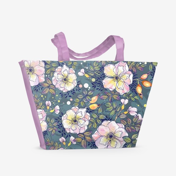 Пляжная сумка &laquo;Цветущий шиповник. Blooming dog rose&raquo;