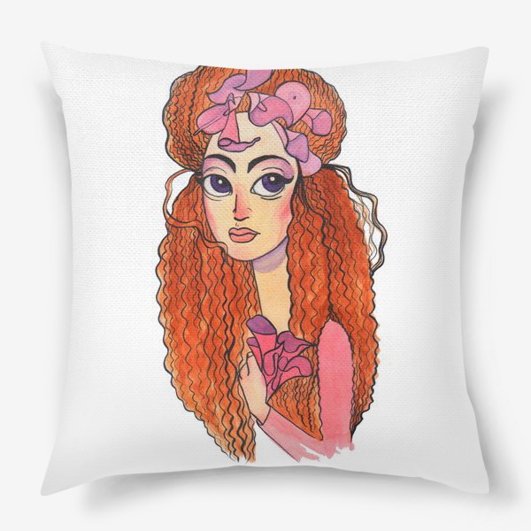Подушка «Девушка с розовыми каллами»