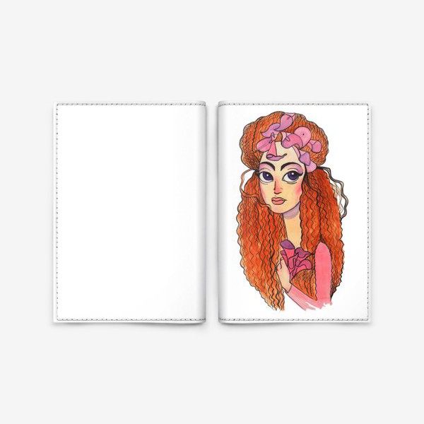 Обложка для паспорта «Девушка с розовыми каллами»