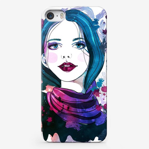 Чехол iPhone «Девушка с синими волосами»