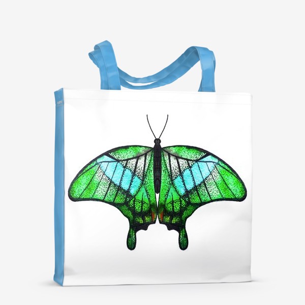 Сумка-шоппер «Бабочка зелёная на белом»