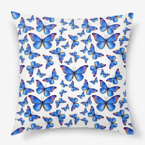Подушка &laquo;Бабочки в голубом (мелкий рисунок)&raquo;
