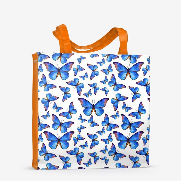 Сумка-шоппер «Бабочки в голубом (мелкий рисунок)»