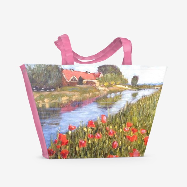 Пляжная сумка «Пейзаж с маками»