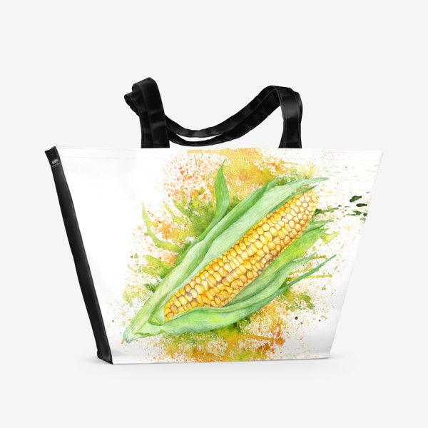 Пляжная сумка «Акварельная кукуруза на белом фоне»