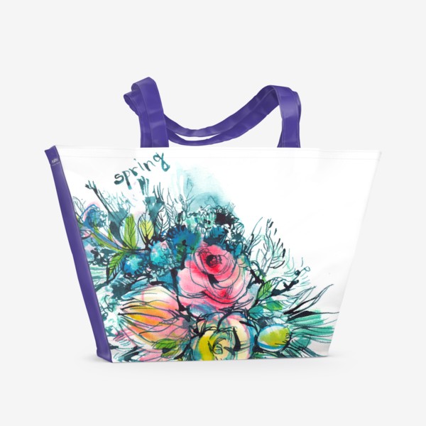 Пляжная сумка «ультрамариновый букет, весна»