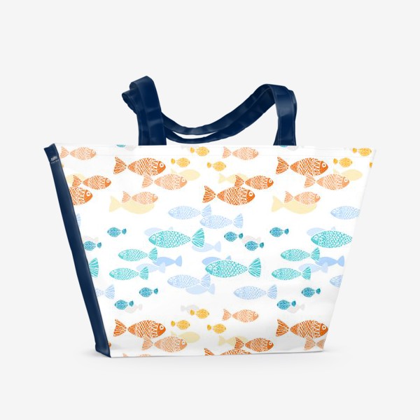 Пляжная сумка «Стилизованные яркие морские рыбки»