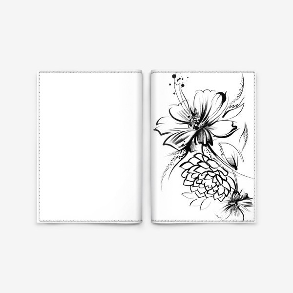 Обложка для паспорта &laquo;Ромашка и роза на белом фоне&raquo;